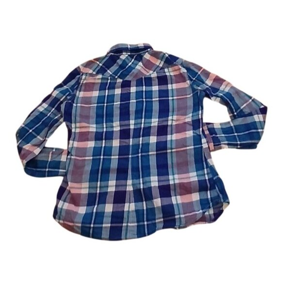 American Eagle Outfitters Blue & Pink Plaid Snap-Up Shirt M 2012 - Picture 2 of 8
